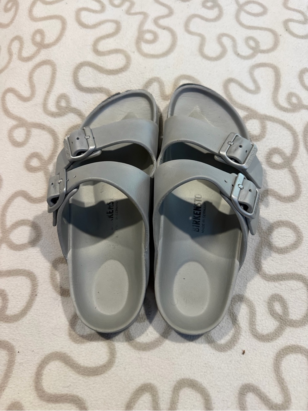Birkenstock Silver Double-Strap EVA Slide Sandals